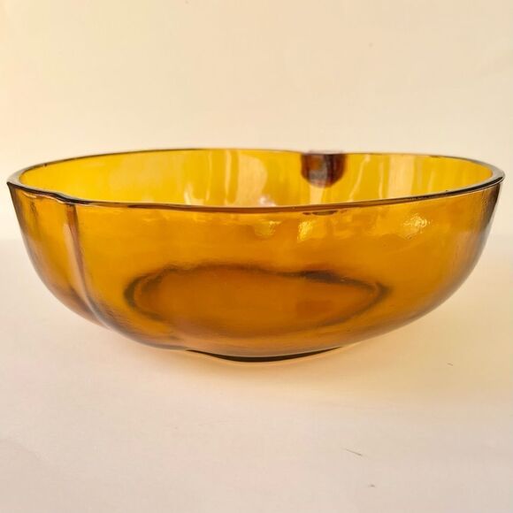 Vintage Orchard Amber by Hazel Atlas Large Apple Shaped Glass Bowl - Picture 7 of 12